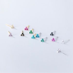 Sterling Silver Dainty Rhinestone Earrings -
White, Pink, Lilac Purple